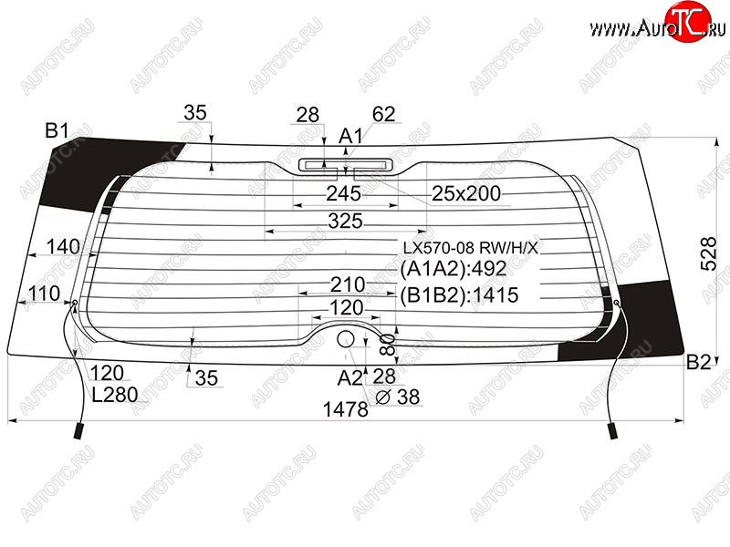 8 499 р. Стекло заднее (Цвет зеленый Обогрев) Lexus LX 07-15 XYG LX570-08 RW/H/X  с доставкой в г. Вологда
