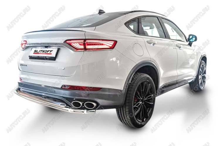 13 999 р. Защита заднего бампера d42+d42 двойная Slitkoff Geely Tugella FY11,HPBA4 рестайлинг (2022-2025) (нержавейка полированная)  с доставкой в г. Вологда