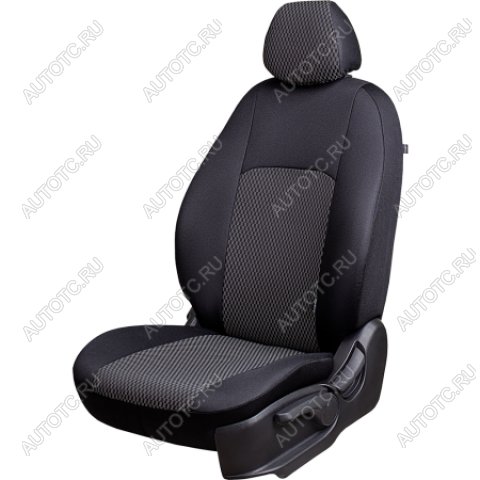 5 399 р. Комплект чехлов для сидений (РЗСиС 40/60 ЗГ Жаккард) Дублин Lord Autofashion Renault Fluence дорестайлинг (2010-2012) (черный, вставка Прямоугольник черная)  с доставкой в г. Вологда