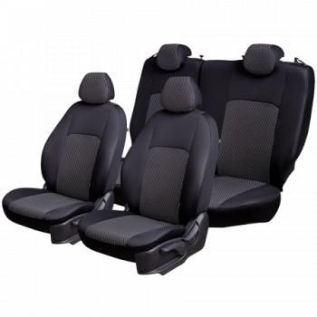 5 399 р. Комплект чехлов для сидений (РЗСиС 40/60 ЗГ Жаккард) Дублин Lord Autofashion Renault Fluence дорестайлинг (2010-2012) (черный, вставка Прямоугольник черная)  с доставкой в г. Вологда. Увеличить фотографию 2