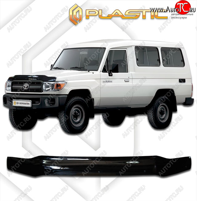 1 999 р. Дефлектор капота (78 кузов) CA-Plastic  Toyota Land Cruiser  70 (2007-2023) 3 дв. 3-ий рестайлинг (серия Сlassic черный, без надписи)  с доставкой в г. Вологда