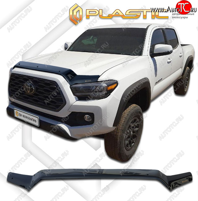 1 999 р. Дефлектор капота CA-Plastic Toyota Tacoma N300 PickUp DoubleCab дорестайлинг (2016-2019) (Classic черный)  с доставкой в г. Вологда