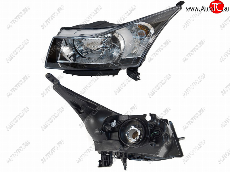 3 299 р. Фара левая (черная) SAT  Chevrolet Cruze ( J300,  J305) (2009-2015) седан дорестайлинг, хэтчбек дорестайлинг, седан рестайлинг, хэтчбек рестайлинг  с доставкой в г. Вологда