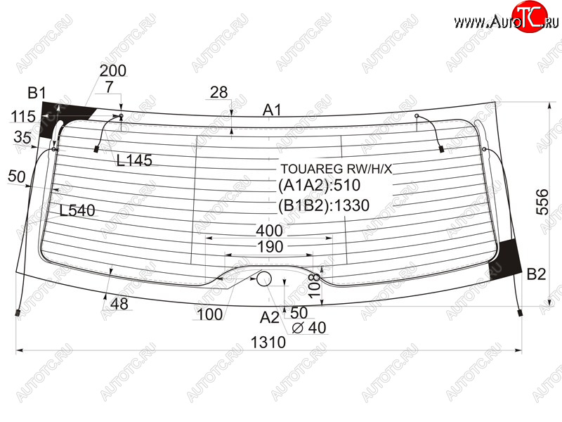 11 699 р. Стекло заднее (Цвет зеленый Обогрев Антенна) Volkswagen Touareg 02-10 XYG TOUAREG RW/H/X  с доставкой в г. Вологда