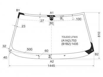 Стекло лобовое Chery Amulet A15 03-12  SEAT Toledo 91-99  Vortex Corda 10-12 XYG TOLEDO LFW/X