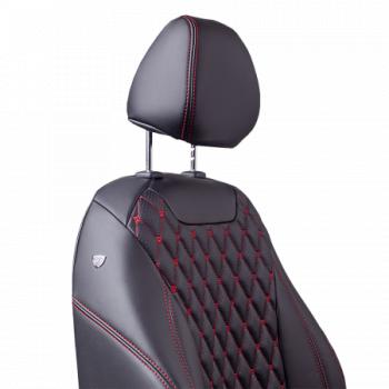 18 749 р. Комплект чехлов для сидений (РЗС 60/40 3Г Орегон) БАЙРОН Lord Autofashion CITROEN C4 B7 хэтчбэк 5 дв. (2011-2018) (черный, вставка черная, строчка красная)  с доставкой в г. Вологда. Увеличить фотографию 4