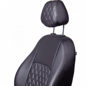 9 699 р. Комплект чехлов для сидений (ЦЗС Илана+Орегон) ТУРИН ст РОМБ Lord Autofashion Daewoo Nexia дорестайлинг (1995-2008) (черный, вставка черная, строчка черная)  с доставкой в г. Вологда. Увеличить фотографию 5