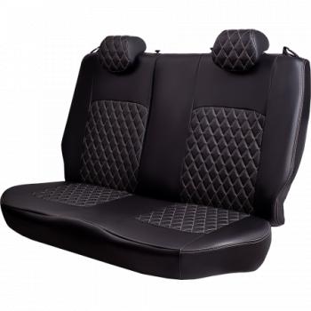 7 499 р. Комплект чехлов для сидений (1+2 места Илана+Орегон) ТУРИН ст РОМБ Lord Autofashion Ford Transit цельнометаллический фургон (2014-2022) (черный, вставка черная+бежевая, строчка бежевая)  с доставкой в г. Вологда. Увеличить фотографию 3