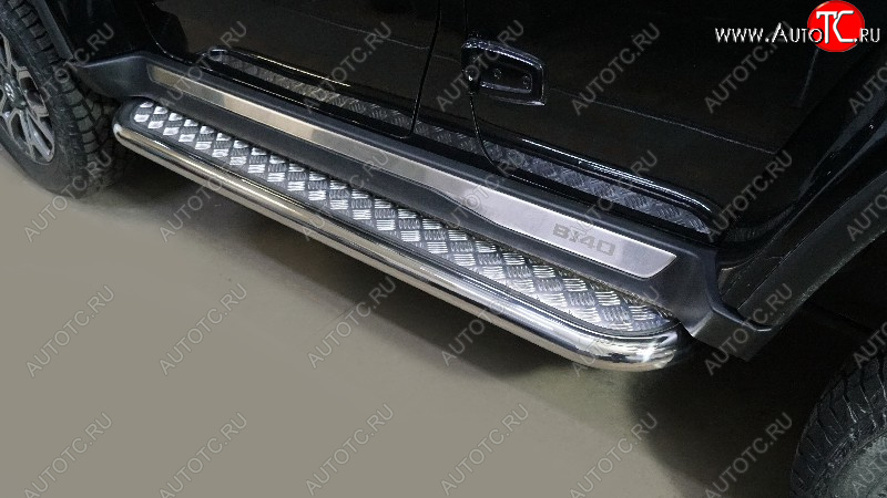 31 899 р. Пороги с площадкой 60,3 мм ТСС Тюнинг BAIC BJ40 (2022-2025) (серые)  с доставкой в г. Вологда