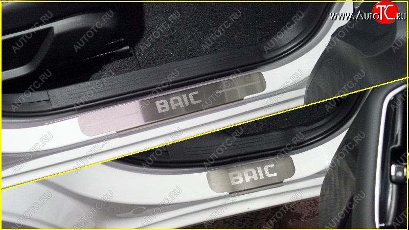 4 099 р. Накладки на пороги, ТСС Тюнинг BAIC U5 Plus (2021-2025) (лист шлифованный надпись BAIC)  с доставкой в г. Вологда