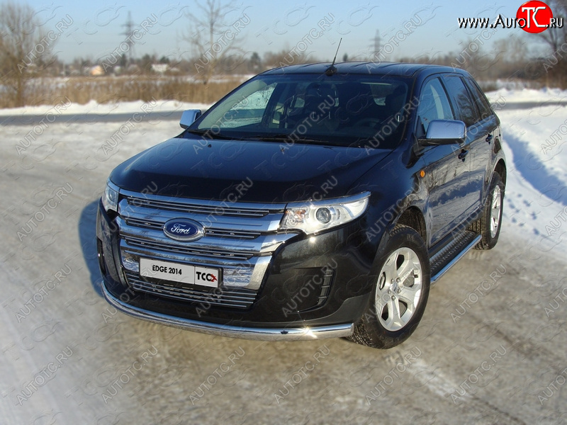 17 749 р. Защита переднего бампера нижняя овальная 75х42 мм ТСС Тюнинг Ford Edge U387 рестайлинг (2011-2015) (нержавейка)  с доставкой в г. Вологда