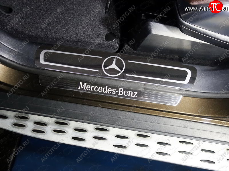 1 000 000 р. Накладки на пластиковые пороги ТСС Тюнинг Mercedes-Benz ML class W166 (2011-2015) (лист зеркальный логотип Mercedes)  с доставкой в г. Вологда