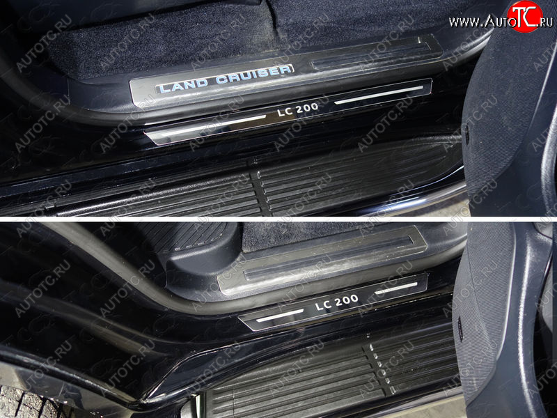 1 000 000 р. Накладки на пороги (4 шт) ТСС Тюнинг Toyota Land Cruiser 200 2-ой рестайлинг (2015-2021) (лист зеркальный надпись LC 200)  с доставкой в г. Вологда