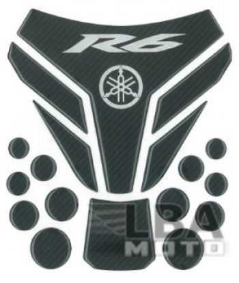 1 329 р. Наклейка на бак для мотоцикла Yamaha YZF-R6 Под Карбон 2  пм-00017151  с доставкой в г. Вологда. Увеличить фотографию 2