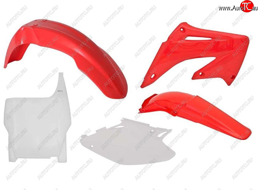 12 749 р. Комплект пластика R-Tech Honda CR125250 2004-2007 (R-KITCR0-OEM-503) красный-белый  r-kitcr0-oem-503  с доставкой в г. Вологда
