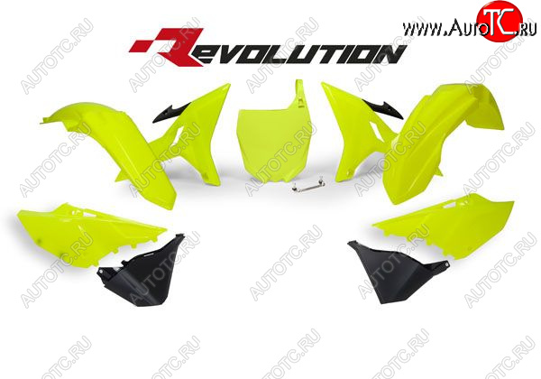 15 599 р. Комплект пластика R-Tech Yamaha YZ125250 02-18 (R-KITYZ0-GF0-REV) REVOLUTION неоновый желтыйчерный  r-kityz0-gf0-rev  с доставкой в г. Вологда