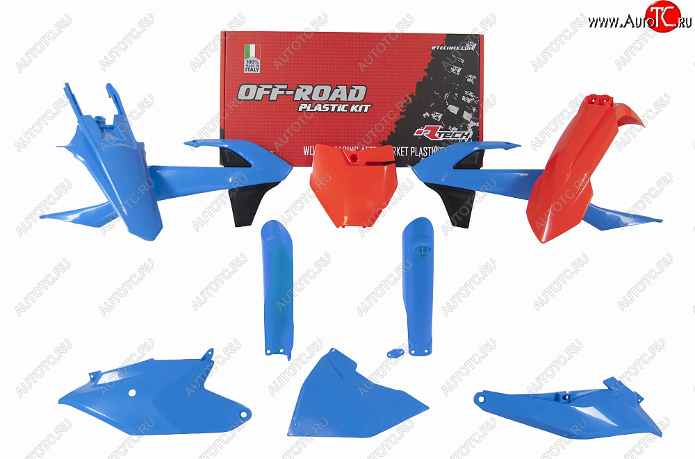 13 999 р. Комплект пластика R-Tech KTM SX85 18-22 (R-KITKTM-CL0-185) оранжевый-голубой  r-kitktm-cl0-185  с доставкой в г. Вологда