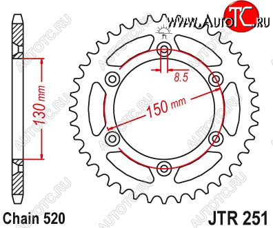 3 299 р. Звезда цепного привода JTR251 51sc  jtr251.51sc  с доставкой в г. Вологда