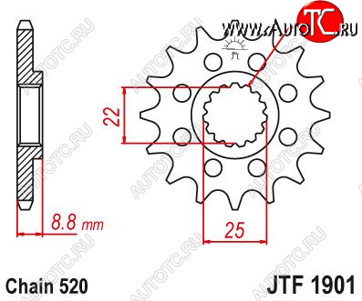 1 599 р. Звезда цепного привода JTF1901 13sc  jtf1901.13sc  с доставкой в г. Вологда