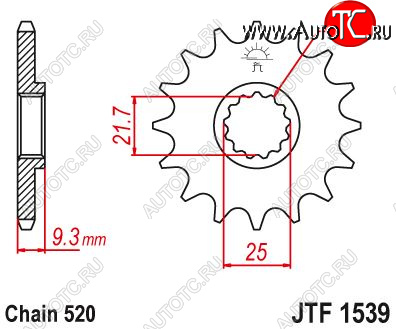 1 299 р. Звезда цепного привода JTF1539 14  jtf1539.14  с доставкой в г. Вологда