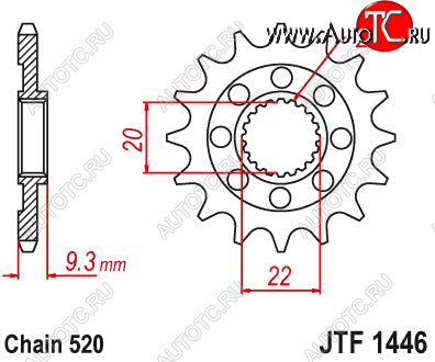 1 699 р. Звезда цепного привода JTF1446 14sc  jtf1446.14sc  с доставкой в г. Вологда