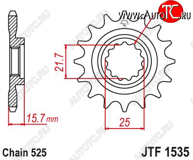 1 799 р. Звезда цепного привода JTF1535 15  jtf1535.15  с доставкой в г. Вологда