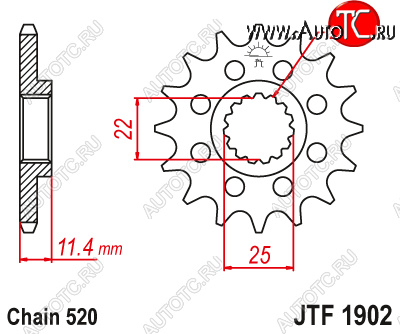 1 599 р. Звезда цепного привода JTF1902.16  jtf1902.16  с доставкой в г. Вологда