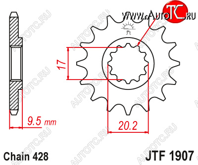 1 229 р. Звезда цепного привода JTF1907.14  jtf1907.14  с доставкой в г. Вологда