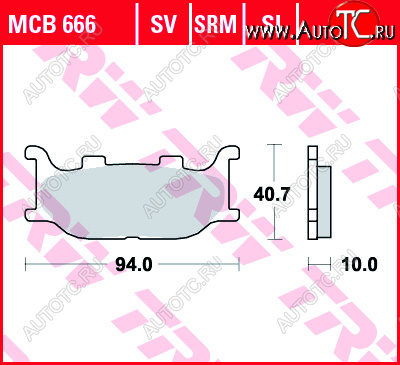 3 199 р. Тормозные колодки TRW MCB666  mcb666  с доставкой в г. Вологда