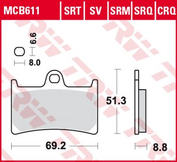 Тормозные колодки TRW MCB611SV  mcb611sv
