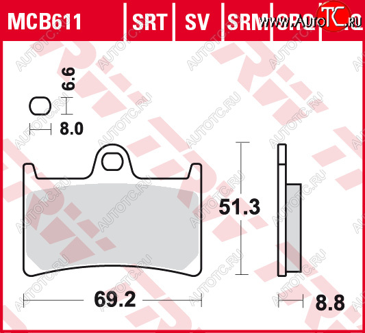 3 889 р. Тормозные колодки TRW MCB611SV  mcb611sv  с доставкой в г. Вологда