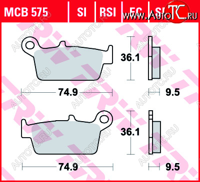 1 939 р. Тормозные колодки TRW MCB575EC  mcb575ec  с доставкой в г. Вологда