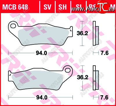 3 109 р. Тормозные колодки TRW MCB648SI  mcb648si  с доставкой в г. Вологда