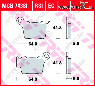 3 209 р. Тормозные колодки TRW MCB743RSI  mcb743rsi  с доставкой в г. Вологда