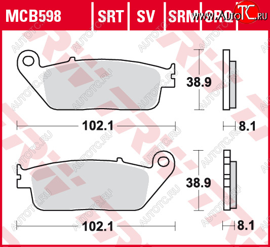 3 309 р. Тормозные колодки TRW MCB598  mcb598  с доставкой в г. Вологда