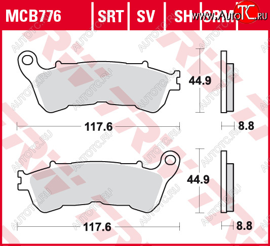 5 449 р. Тормозные колодки TRW MCB776SV  mcb776sv  с доставкой в г. Вологда