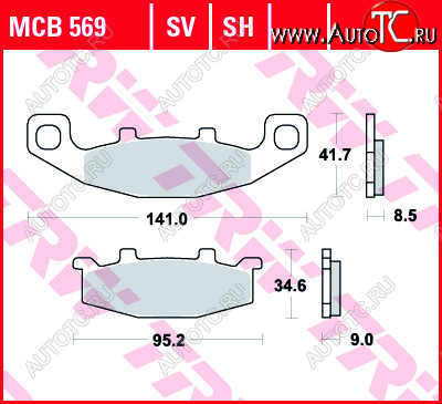 3 879 р. Тормозные колодки TRW MCB569SV  mcb569sv  с доставкой в г. Вологда