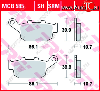 3 879 р. Тормозные колодки TRW MCB585SH  mcb585sh  с доставкой в г. Вологда