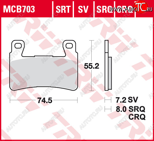 3 879 р. Тормозные колодки TRW MCB703SV  mcb703sv  с доставкой в г. Вологда
