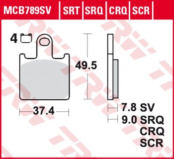 Тормозные колодки TRW MCB789SV  mcb789sv