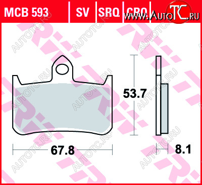 3 309 р. Тормозные колодки TRW MCB593  mcb593  с доставкой в г. Вологда