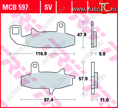 3 889 р. Тормозные колодки TRW MCB597SV  mcb597sv  с доставкой в г. Вологда