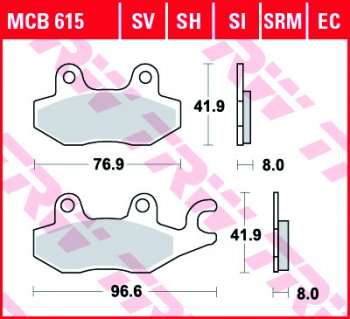 Тормозные колодки TRW MCB615EC  mcb615ec