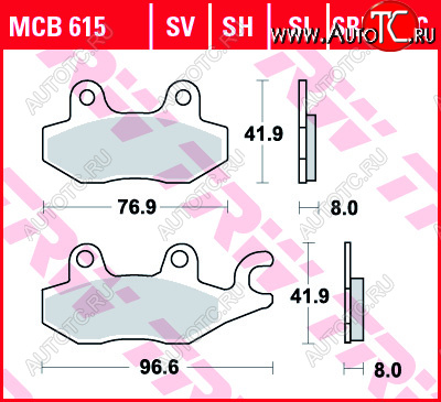 1 939 р. Тормозные колодки TRW MCB615EC  mcb615ec  с доставкой в г. Вологда