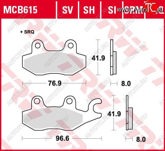 2 919 р. Тормозные колодки TRW MCB615SRM  mcb615srm  с доставкой в г. Вологда