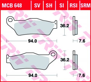Тормозные колодки TRW MCB648SH  mcb648sh