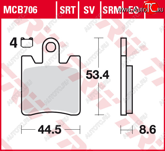 4 399 р. Тормозные колодки TRW MCB706SRM  mcb706srm  с доставкой в г. Вологда