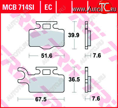2 999 р. Тормозные колодки TRW MCB714SI  mcb714si  с доставкой в г. Вологда