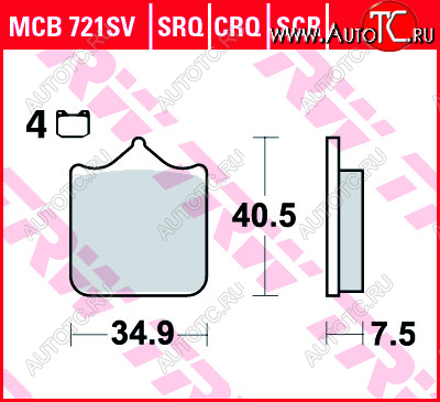 5 249 р. Тормозные колодки TRW MCB721SV  mcb721sv  с доставкой в г. Вологда