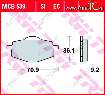 2 899 р. Тормозные колодки TRW MCB539  mcb539  с доставкой в г. Вологда